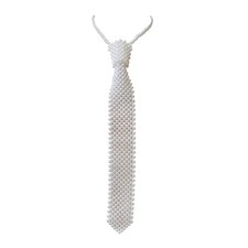 Elandy White Artificial Pearl Neck Ties Handmade Weaving Lady Shirts Necklace