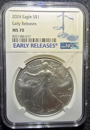 A 2024 Silver Eagle NGC MS 70 ER Label