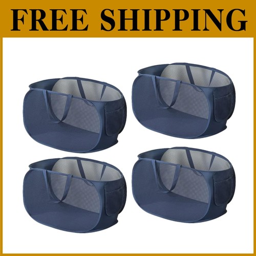 Set of 4 Large Mesh Pop-Up Laundry Hampers - Stylish Organization ...
