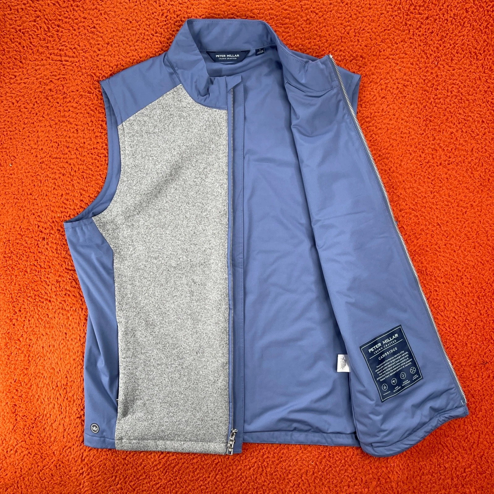 PETER MILLAR Mens LARGE Cambridge Golf Vest Gale Gray Water Resistant NEW $265