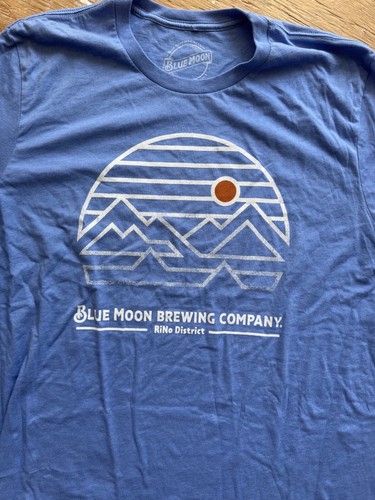 Blue Moon Brewing Company RiNo District Logo Tee Shirt Short Sleeve Blue XXL - Picture 2 of 3
