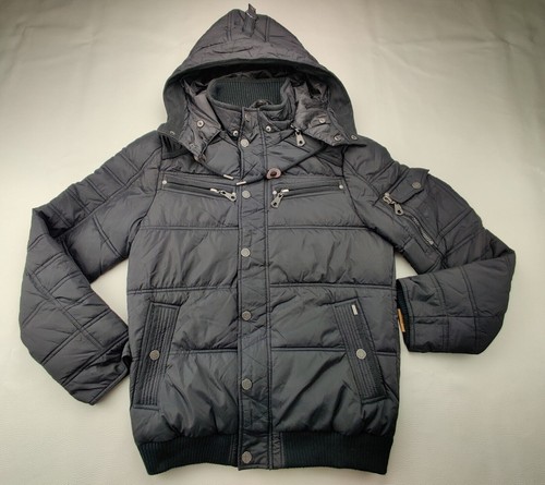 Drei Masters Men's M Black Full Zip/Snaps Detached Hood Long Sleeve Puffer Coat - Picture 1 of 7