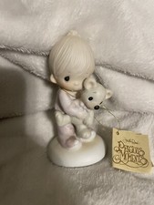 Precious Moments - Jesus Loves Me Figurine - Boy with Teddy Bear W/box