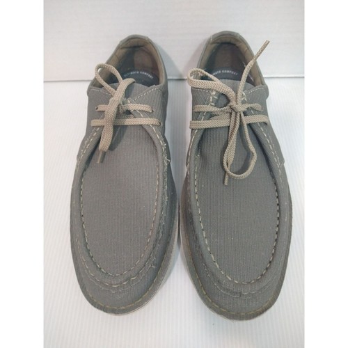 Clarks Forge Mens 12 M Shoes Gray White Canvas Lace Up Casual Comfort Moccasin - Picture 3 of 7