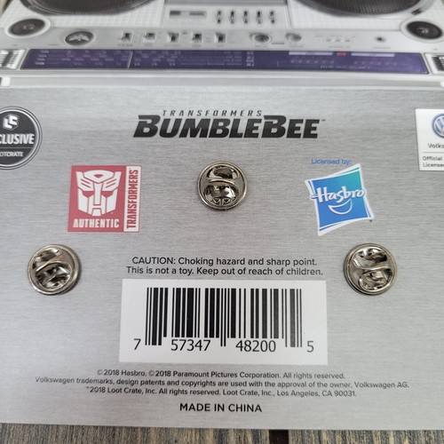 Transformers Bumblebee 3 Pin Set Loot Crate Exclusive VW Beetle Boombox 2018 NEW - Picture 10 of 10