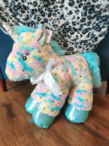 HOLIDAY TIME PLUSH UNICORN - MINT GREEN AND RAINBOW COLORS - 20" STUFFY! - 第 1/9 張圖片