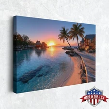 Where the Sun Kisses the Sea Wall Art, Canvas Print for Home Decor, Art Poster