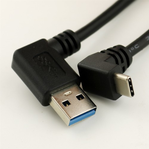 3FT USB 3.1 Type C Male UP Angled to USB 3.0 A Male Left Angled Data Sync Cable - Picture 2 of 5