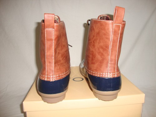 New in Box Women YOKI DYLAN Winter Duck Boots Lace UP Brown & Navy Size 10 - Picture 4 of 13