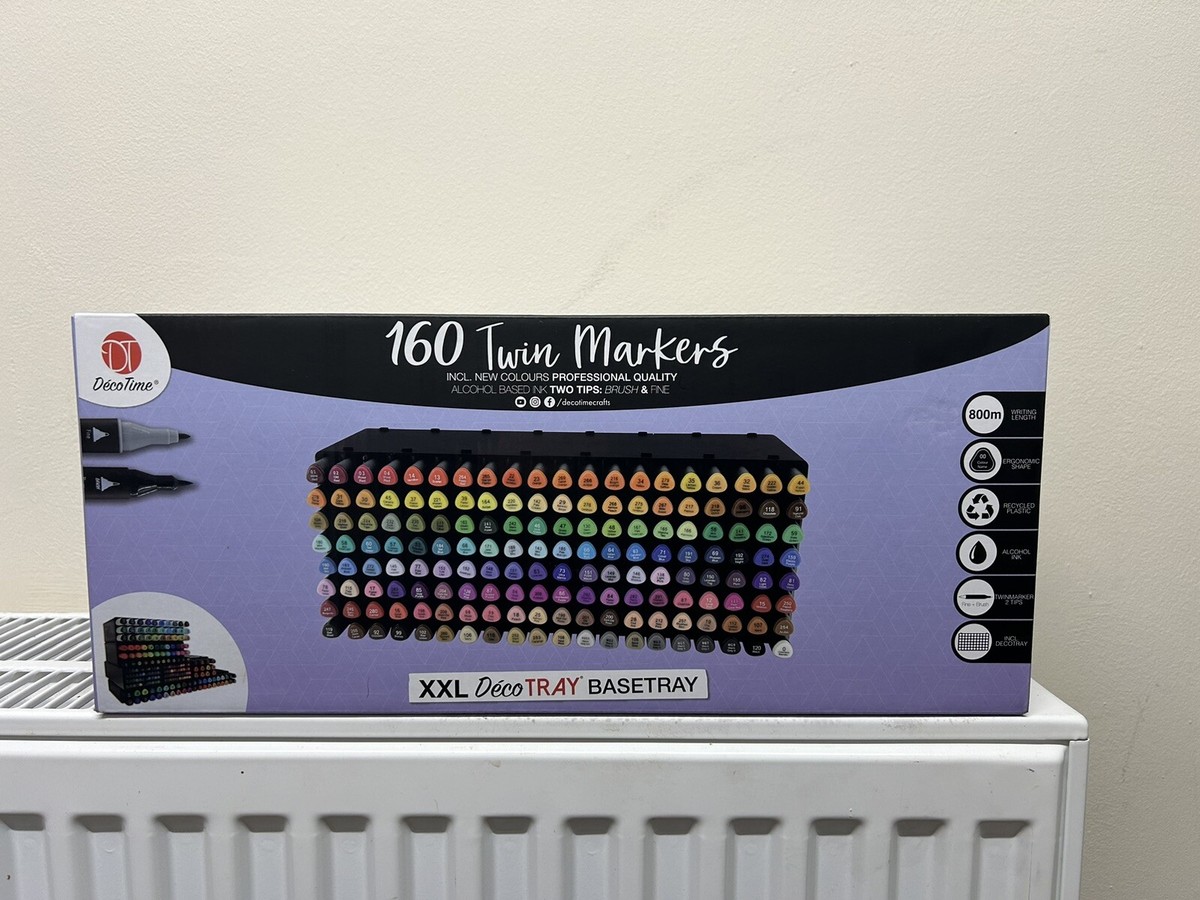 DecoTime Professional Twin Marker Pens 160 XXL Pack Deco Tray