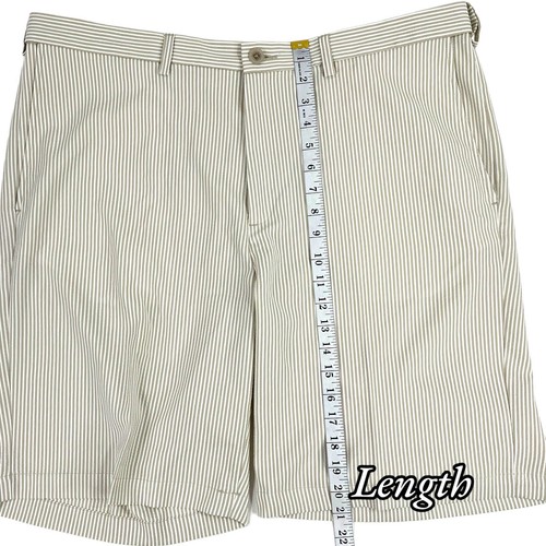 Haggar Seersucker Khaki Stripe Shorts MENS 40 (10" inseam) Expandable Waist EUC - Picture 11 of 16