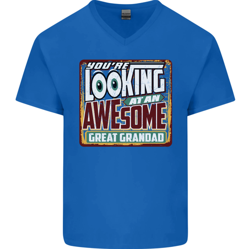 An Awesome Great Grandad Mens V-Neck Cotton T-Shirt - Picture 27 of 37
