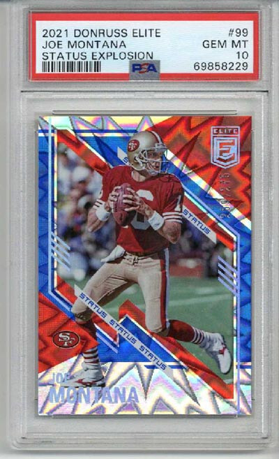 2021 DONRUSS ELITE STATUS EXPLOSION JOE MONTANA 49ERS LE 269/275 PSA 10 LOW POP