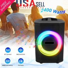 2400W Portable Bluetooth Tiltable Speaker 8'' Subwoofer Sound System Party Mic