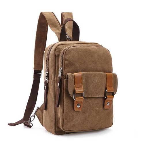 Mini mochila pequeña convertible de lona para hombre mochila paquete de pecho bolsa honda - Imagen 14 de 17