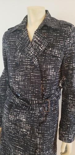 SALE Kenneth Cole black white mod spy trench coat S - Picture 2 of 11