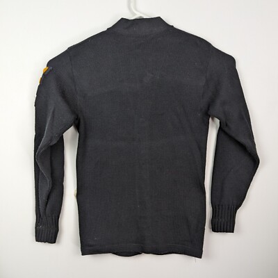 Vtg 60s 70s W Highschool Marching Band Black Wool Cardigan