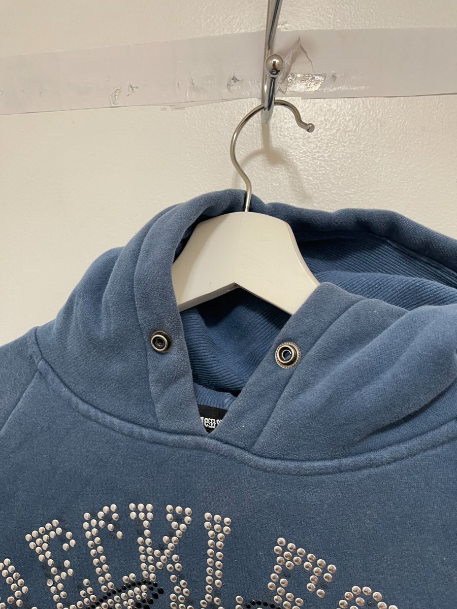 RARE RECKLESS SCHOLARS STUDDED Mens Hoodie Cotton Blue pullover