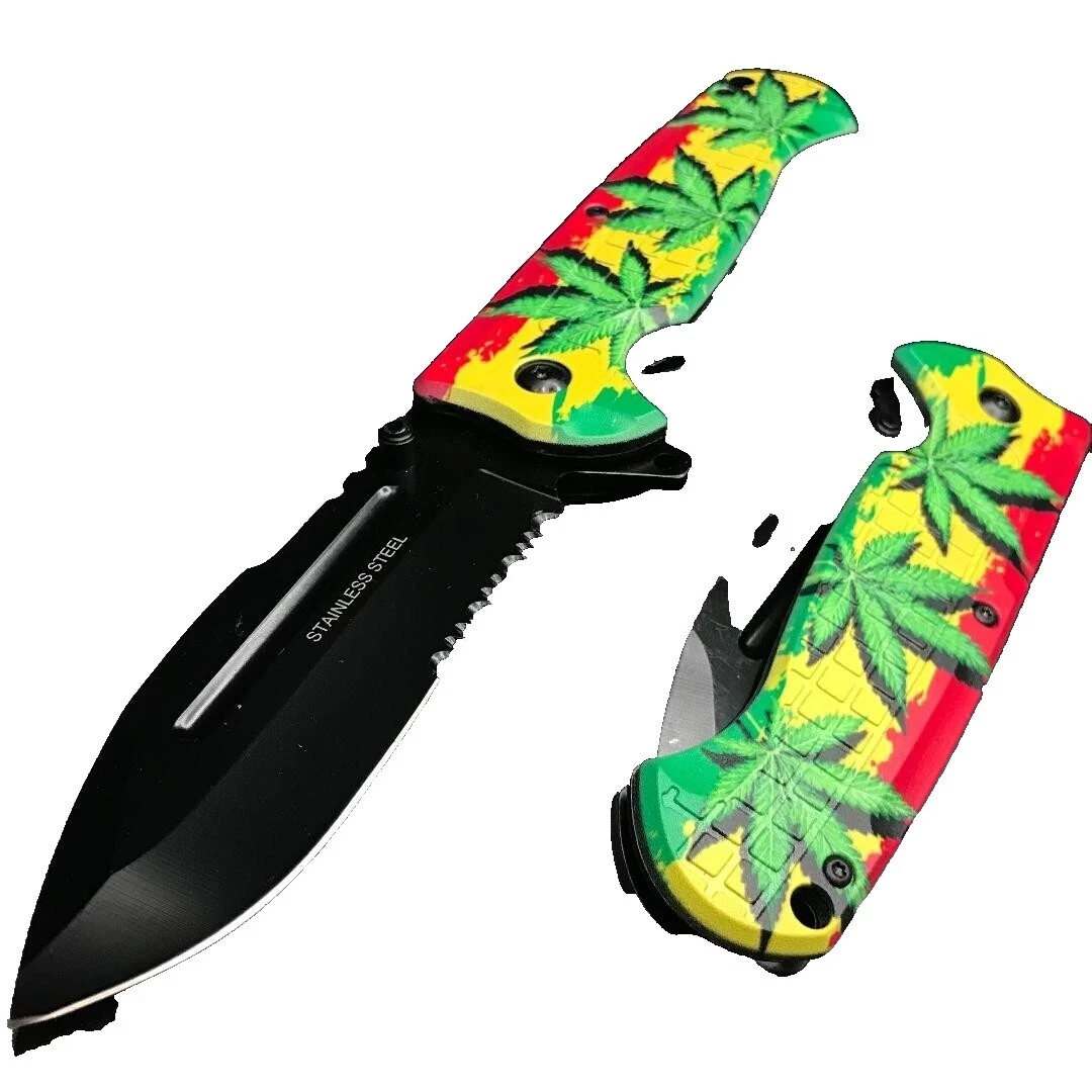 Drop Point Serrated Plastic Handle Collectible Folding Knives