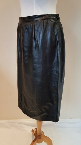 Saint Laurent Rive Gauche original black Leather Skirt Size 44 - Picture 7 of 12