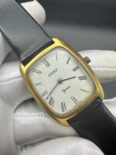 Vintage Rare CAMY GENEVE Swiss Manual GENUINE 60`s Gold Plated Case Tank Watch - Picture 19 of 21