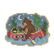 Mill Hill Counted Cross Stitch Kit - Bear Canoe - 3.25"x2.5" New 