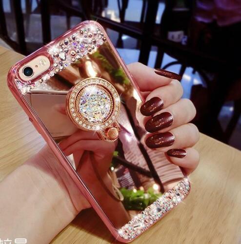 Espejo Brillante Diamante Estrás Anillo Pata de cabra Suave Estuche Cubierta para Varios Teléfonos - Imagen 9 de 10