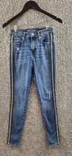 Wild Fable Skinny Jeans Blue Denim 26R Distressed Side Stripes Women's Size 2