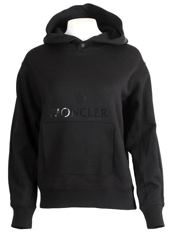 NUOVA FELPA CON CAPPUCCIO DONNA MONCLER LOGO NERO COTONE TOP SMALL