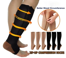 Compression Socks Zipper Pressure Men Women Long Stockings Pain Relief Leg S-XXL