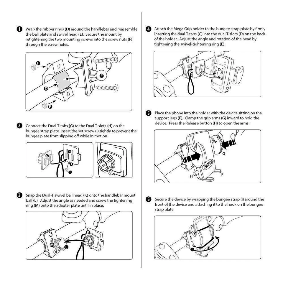 Arkon Handlebar Mount SM432 f/ Samsung Galaxy A71 A54 A53 A42 A32 S8 S7 S6 LG G7 - Image 4 of 4