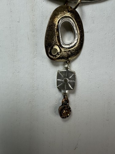 Multi Tone Silver Gold Copper Tones Love Peace Remember Lariat Necklace 16” - Picture 12 of 20