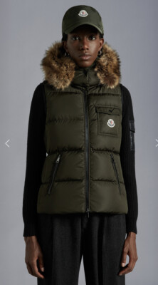 NEW Moncler Authentic Bairon Puffer Vest Olive Size 3(M) Slim Fit