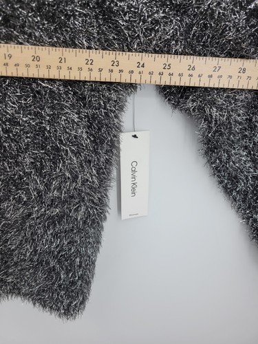 Calvin Klein Sweater Womens Plus 1X Dark Gray Metallic Eyelash Mock Turtleneck - Picture 11 of 13