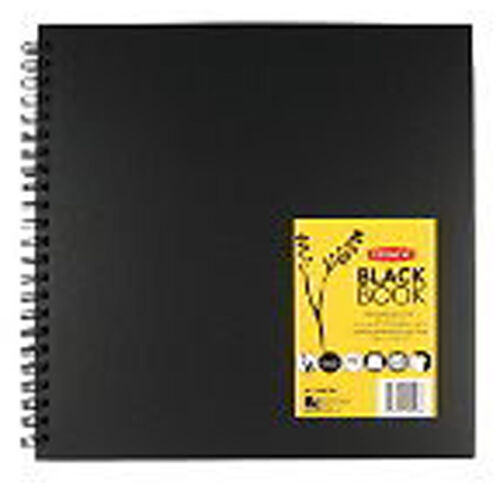 Derwent Hardback Sketch Book Black Paper - 12" Square - Picture 1 of 1