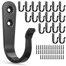 20 Pack Heavy Duty Black Metal Wall Hooks for Bathroom Closet Kitchen Garage