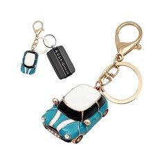 3D Car Keychain Rhinestone Metal Car Shape Keyring Crystal Key Chain Model