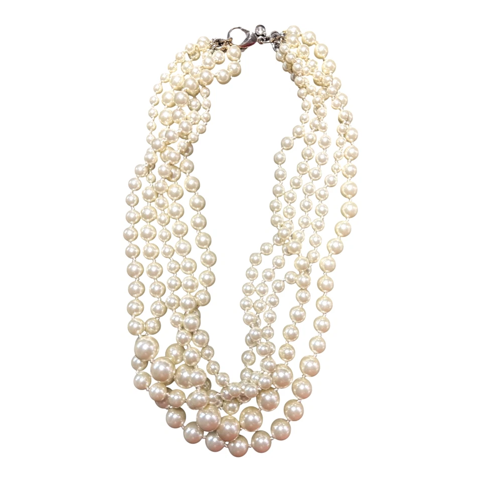 Hermoso collar de perlas en capas de múltiples hilos tono dorado J.CREW JC332 Foto 2 de 4