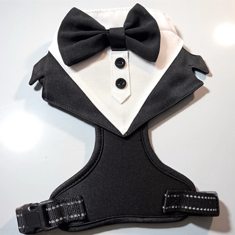 Esmoquin para perro nuevo sin etiquetas traje de boda formal con pajarita ajustable traje para mascotas para fotos Foto 2 de 4