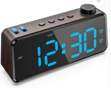 ANJANK Bedside Radio Alarm Clock - 0-100% Dimmer, Dual Alarm with Weekday or Wee