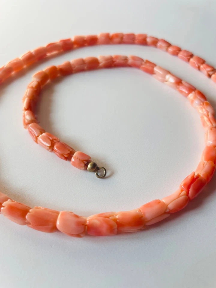 COLLANA DI TULIPANI DI CORALLO ROSA NATURALE AL 100% vintage - Immagine 4 di 4
