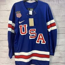 NWT Official USA Hockey Nike 2026 Olympics Home Blue Replica Blank Jersey M
