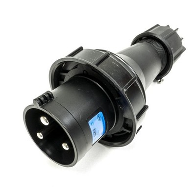 PCE 63amp 2P+E CEE Midnight Black Cable Mount Male Plug. IP67 (033-6x)