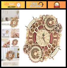 3D Wooden Puzzle Clock Model Kit - DIY Mechanical Toy, 168 PCS Home Decor Gift f