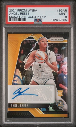 2024 Panini WNBA Prizm Angel Reese #SG-AR Signatures Gold 7/10 Auto RC Sky PSA 9