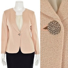  GLITTERY  St. John Couture Crystal Button Jacket/Blazer sz 12 Pale Blush Pink