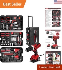 286-Piece Professional Tool Set with 21V Cordless Drill  Rolling Toolbox