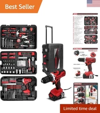 286-Piece Professional Tool Set with 21V Cordless Drill & Rolling Toolbox