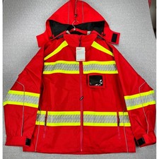 New Kishigo High Visibility Workwear Jacket Men XL Red Reflective Teflon Ripstop