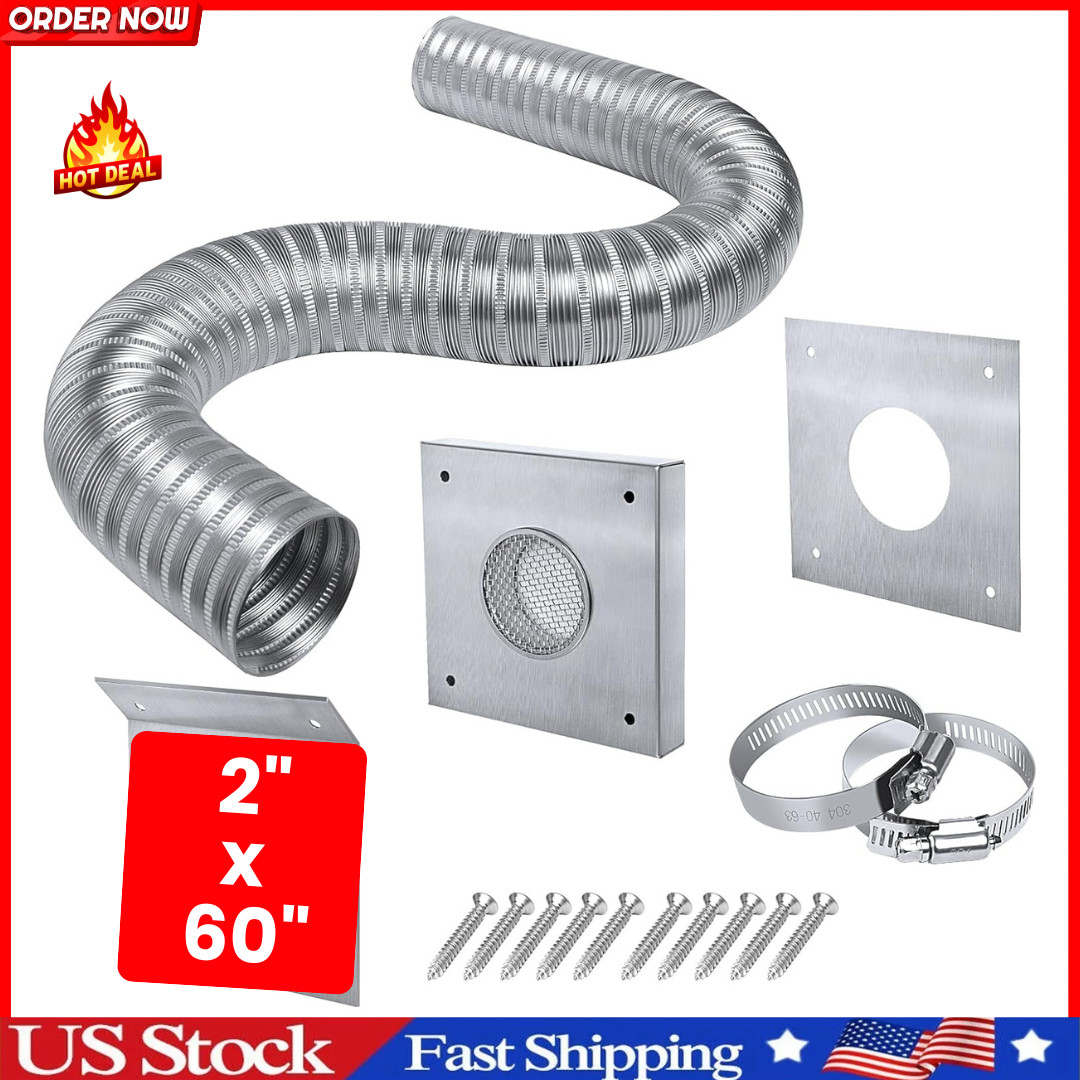 Pellet Stove Fresh Air Intake Kit, 2"x 60" Pellet Stove Pipe